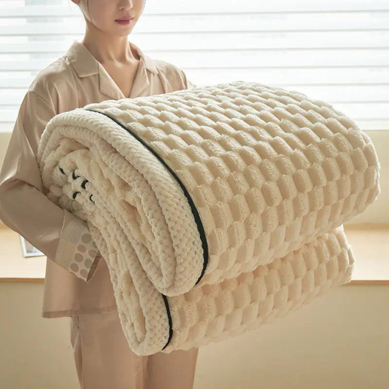 Double Layer Thick Blanket for Nap and Sofa Use