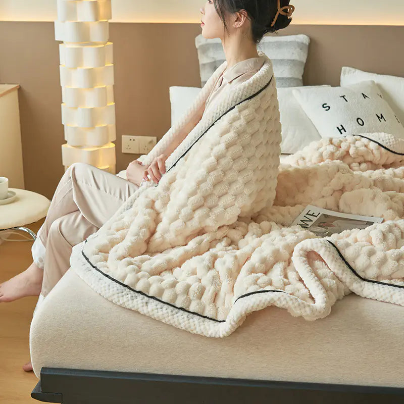 Double Layer Thick Blanket for Nap and Sofa Use