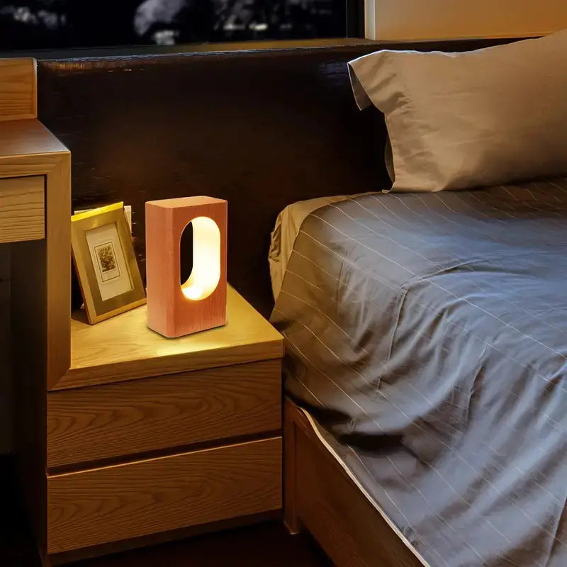 Dimmable LED Wood Desk Lamp for Bedroom Decor