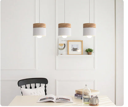 Solid Wood Pendant Light for Bedroom