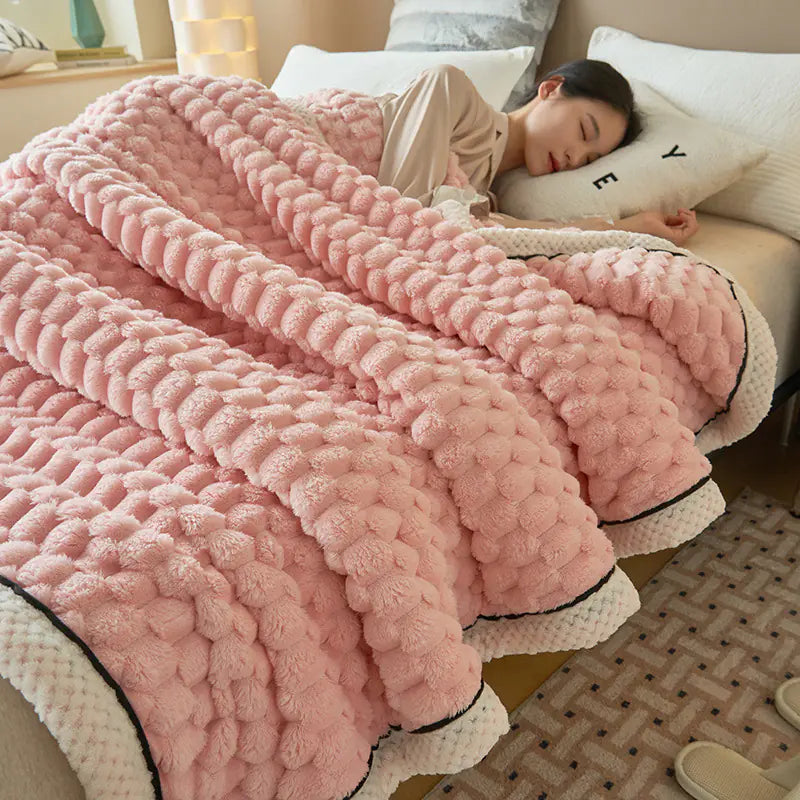 Double Layer Thick Blanket for Nap and Sofa Use
