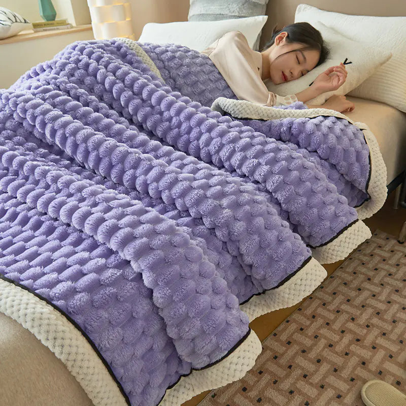 Double Layer Thick Blanket for Nap and Sofa Use