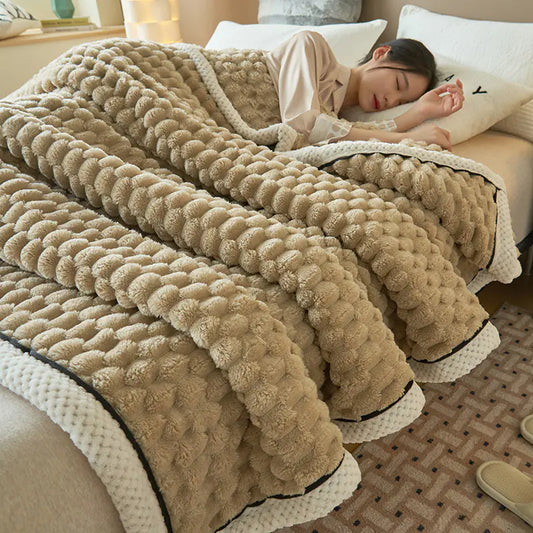 Double Layer Thick Blanket for Nap and Sofa Use